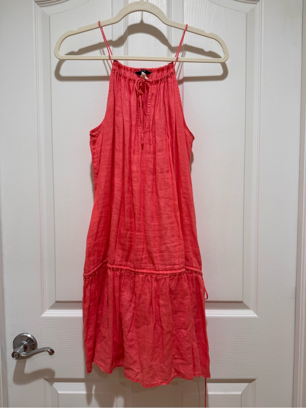 J.Crew 100% Linen Coral Halter Dress | Size M | Summer Resort - Picture 2 of 4